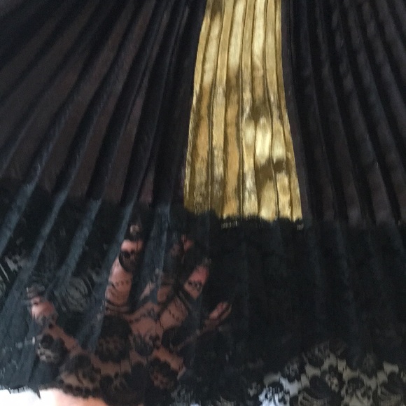 VIVIENNE TAM PLEATED BLACK GOLD MIDI SKIRT S 0 - Picture 6 of 8